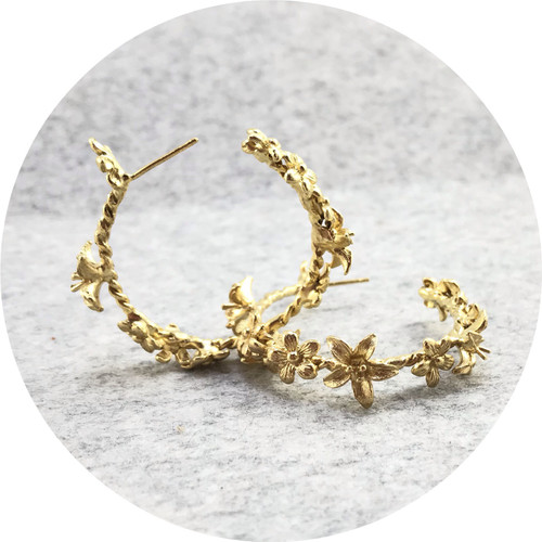 Ada Hodgson- Garland Hoops. Sterling Silver with 24ct hard gold plating. Ada Hodgson- Garland Hoops. Sterling Silver with 24ct hard gold plating.