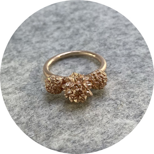 Manuela Igreja- 3 pod ring. Rose gold plated sterling silver. size H1/2 Manuela Igreja- 3 pod ring. Rose gold plated sterling silver. size H1/2