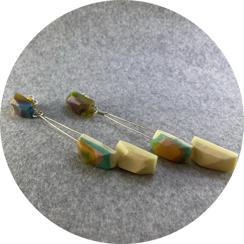 Hannah Carlyle - Summer Mode Earrings2, Hand Pigmented Resin, Sterling Silver Hannah Carlyle - Summer Mode Earrings2, Hand Pigmented Resin, Sterling Silver