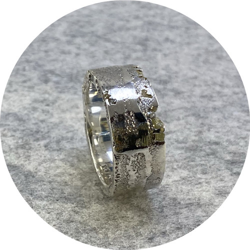 Kirra-Lea Caynes- Sterling silver and rough diamond band. size P Kirra-Lea Caynes- Sterling silver and rough diamond band. size P