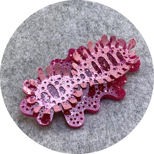 Cassandra Prinzi - 'Creature Brooch Pink', acrylic, copper, enamel paint, stainless steel, PLA plastic, 925 silver Cassandra Prinzi - 'Creature Brooch Pink', acrylic, copper, enamel paint, stainless steel, PLA plastic, 925 silver