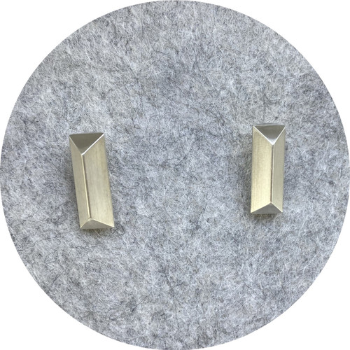 Robyn Clarke- Solid sterling silver geometric rod studs with 9ct yellow gold posts and butterfly backings.
