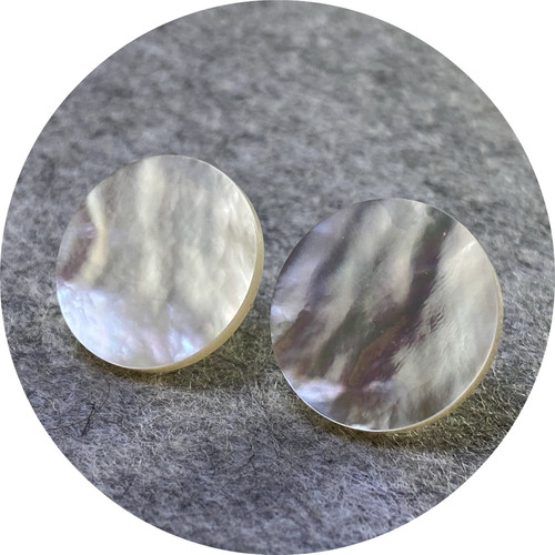 Laura Eyles - 'Large Round Mother of Pearl Studs', mop, 925 silver