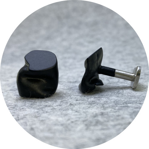 Robyn Clarke - 'Crushed Cufflinks Matte Black', powder coated copper, 925 silver