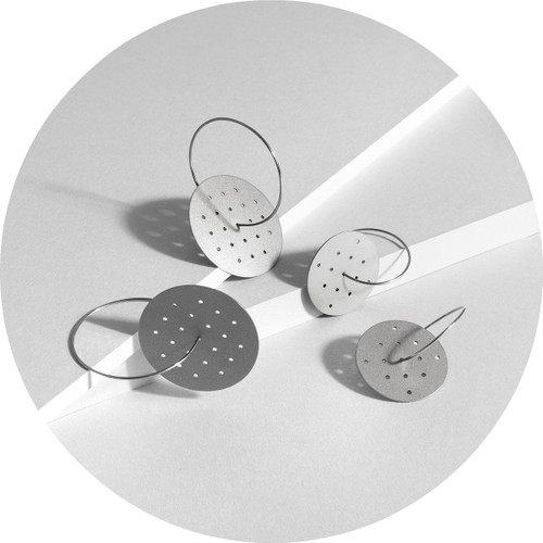 Ferro Forma - Perforated Earrings (Small, Stainless Steel) - stainless steel