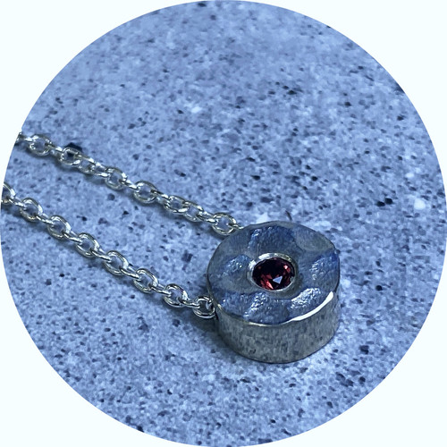 Aimee Sutanto- Winter Lake Halo Necklace- Sterling Silver- Burmese Origin 3mm Red Spinel