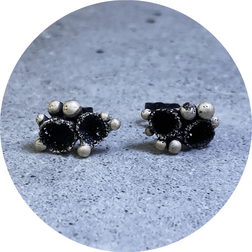 Virginia Sprague- 'Remnant / Unearthed' Series Studs- Sterling Silver- Oxidised