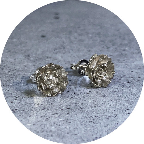 Emma Kidson- Succulent studs 'The Frilly Ones' in Brushed Sterling Silver”