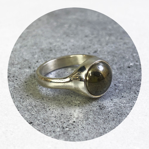 Leonie Simpson- 'Pyrite' Ring, Sterling Silver, Pyrite Stone, Size O