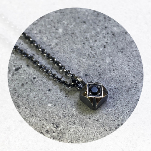 Eli Speaks - 'Mexicali Tesela' Necklace, Oxidised Sterling Silver, Black Spinel,