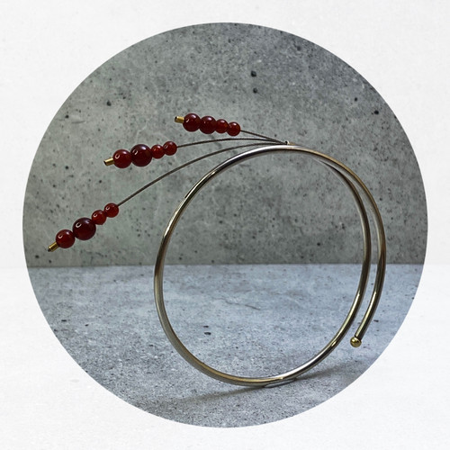Dorothy Erickson- Chorizema Illicifolium, Wildflower Collection, Sterling Silver, Carnelian, Steel Cable, 18ct Yellow Gold