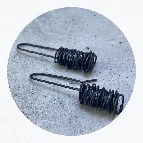 Anna Davern- Ultra Coil Earrings, Blackened, Sterling Silver, Large