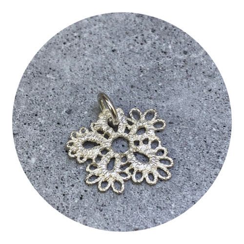 Pamela Camille- Tatted Flower Charm No. 4, Sterling Silver
