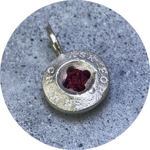 Kate Gardiner - Rangelands Red Button, Sterling Silver, Silk Thread