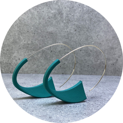 Leonie Simpson - Teal  Suki Earring in Sterling Silver and 3D Printed Nylon