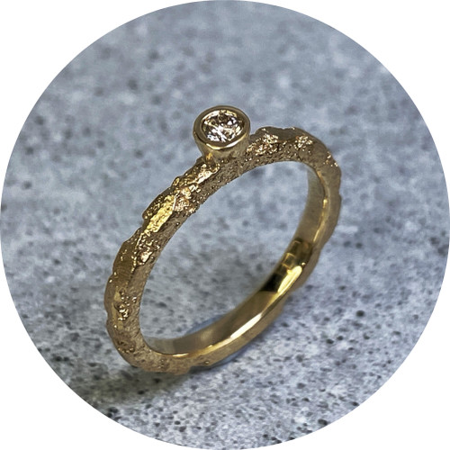 Albert Tse - Crater Ring, 9ct Yellow Gold, Champagne Diamond, Size J