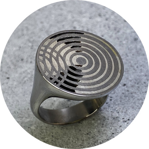 Carl Noonan - Growth Rings Twin Ring, Titanium, Sterling Silver, Size M