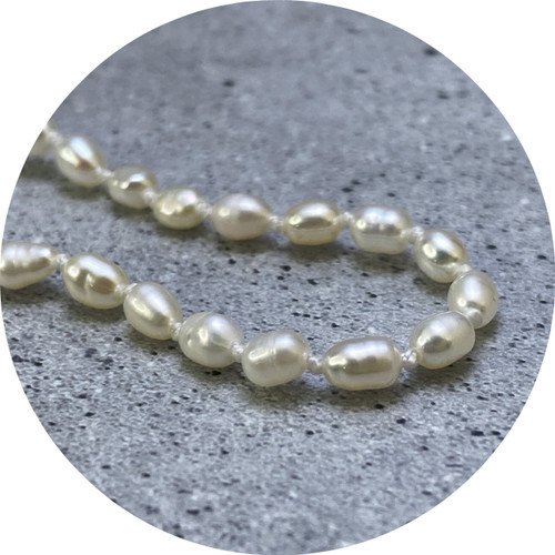 KIN - Fresh Water Seed Pearl Necklace, Sterling Silver Clasp
