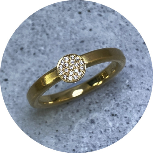 Michelle Cangiano - Diamond Crush Matching Champagne Halo Wedding Ring, 18ct Yellow Gold, White Diamonds, Size L