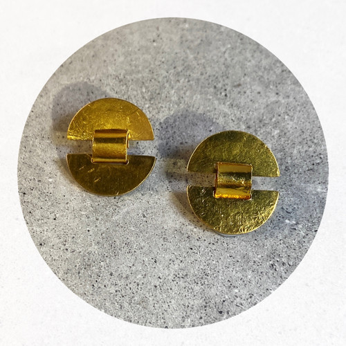 Katie Shanahan- 'Phaistos' Disc Earrings- Gold Plated Sterling Silver