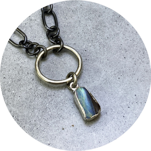 Sophie Quinn- Opal Oh Chain- Sterling Silver, Oxidised, QLD Boulder Opal, 43cm