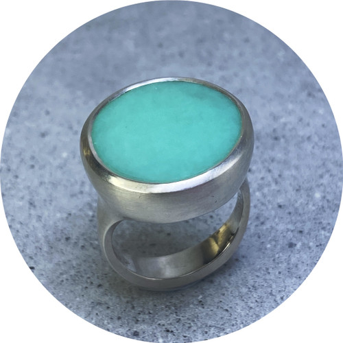 Leonie Simpson - Stone Set Newman Chrysoprase Ring, Sterling Silver, Newman Chrysoprase (Matte), Size R