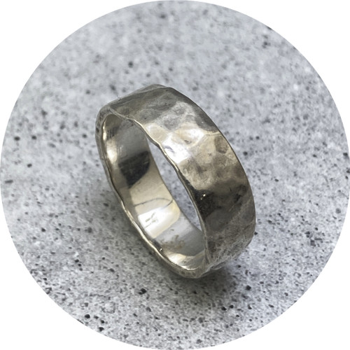 Sophie Quinn - Hammered Ring Band, Sterling Silver, Size N
