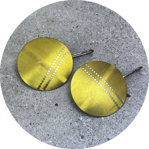 Sarah Murphy - Super Shields Earrings, Medium, Gold Colour, Anodised Titanium