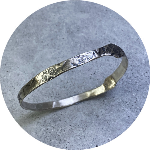 Claire Taylor - Oxidised Blossom Bangle, Sterling Silver