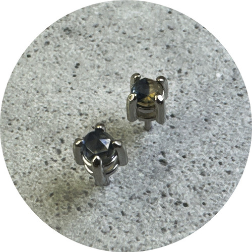 KIN - Stud Earrings, 14ct White Gold, Songea Sapphire