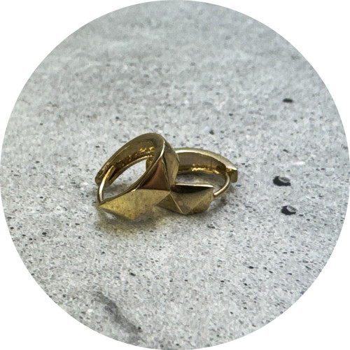 KIN - Multi-Faceted Hoop Earrings, 9ct Yellow Gold