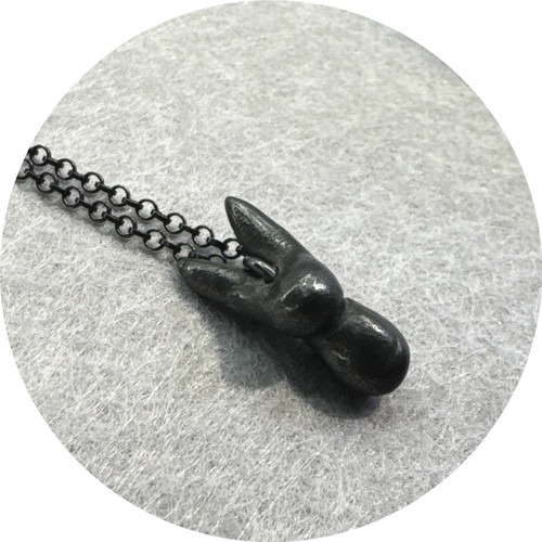 Melinda Young - 'Little Companions' Rabbit Pendant, Oxidised Sterling Silver
