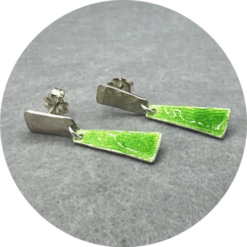 Amanda Croatto - 'Green Ice' Earrings, Sterling Silver, Enamel