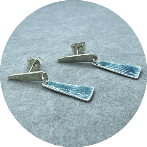 Amanda Croatto - 'Denim Ice' Earrings, Sterling Silver, Enamel