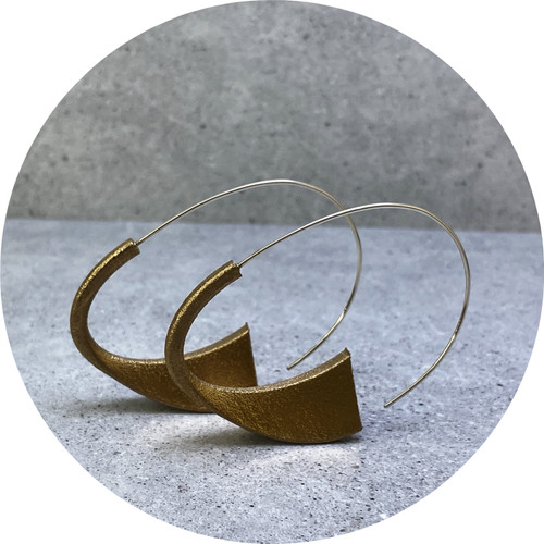 Leonie Simpson- Gold Suki Earrings in Sterling Silver, 3D Printed Nylon