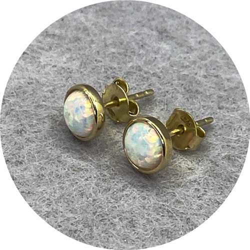 KIN - Opal Studs, 9ct Yellow Gold