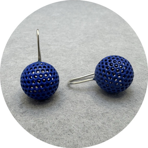 Jin Ah Jo - Sphere Hook Earrings, Powdercoated Mild Steel, Sterling Silver, Small