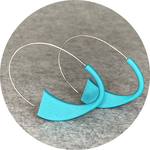 Leonie Simpson - "Suki Earrings", 3D Printed Nylon, Acrylic Paint, Sterling Silver, Aqua
