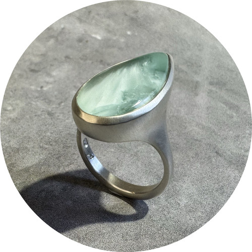 Leonie Simpson - Stone Set Hemimorphite Ring, Sterling Silver, Hemimorphite. Size R