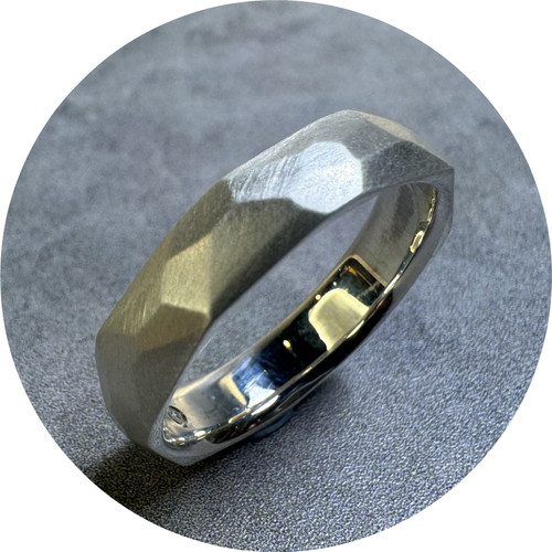 Eli Speaks - Sterling Silver Geo-Faceted Ring 5mm Wide