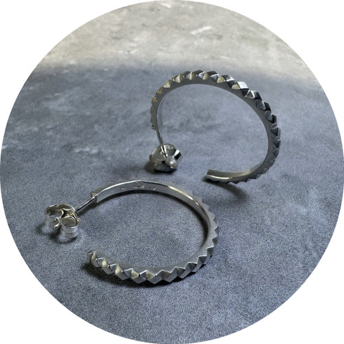 Eli Speaks - Mexicali Teresa Hoops, Brushed Sterling Silver