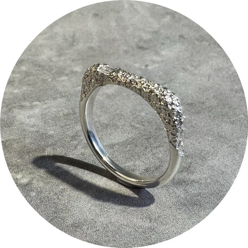 Albert Tse - "Montes Ridge" Ring, Sterling Silver, Diamond. Size R1/2