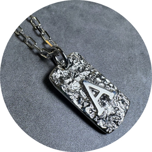 Albert Tse - "Terra Rectangle Initial" Sterling Silver, 65cm Anchor Chain