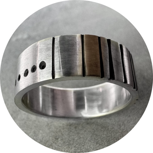 Ellinor Mazza - "9+7 Double Morse Code Ring" Sterling silver, 9ct Yellow Gold Ring Ellinor Mazza - "9+7 Double Morse Code Ring" Sterling silver, 9ct Yellow Gold Ring