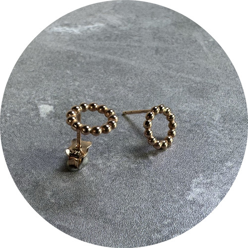 KIN - Beaded Circle Studs, 9ct Rose Gold