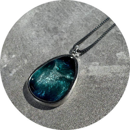 Robyn Clarke - 'Chroma Sandbank Pendant', Fine Silver, Sterling Silver, Enamel, 45cm Chain