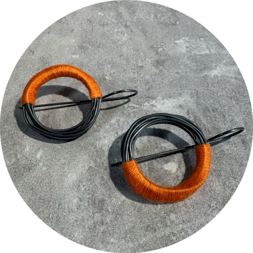 Melissa Gillespie - Wrapped Orange Oxidised Hook Earrings (Large)