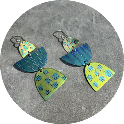 Amanda Croatto - 'Over the Hill' Hook Earrings, Anodised Titanium, Sterling Silver Amanda Croatto - 'Over the Hill' Hook Earrings, Anodised Titanium, Sterling Silver