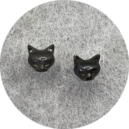 Denise Gu - Oxidised Cat Studs - Sterling Silver Denise Gu - Oxidised Cat Studs - Sterling Silver