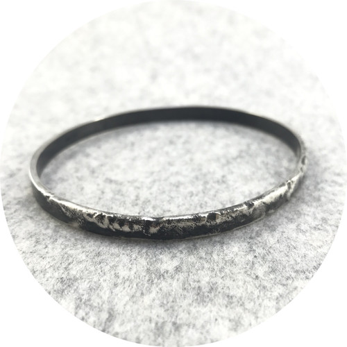 Angela Natalier - 'Disarmed' Palladium Silver Oval Bangle, Oxidised